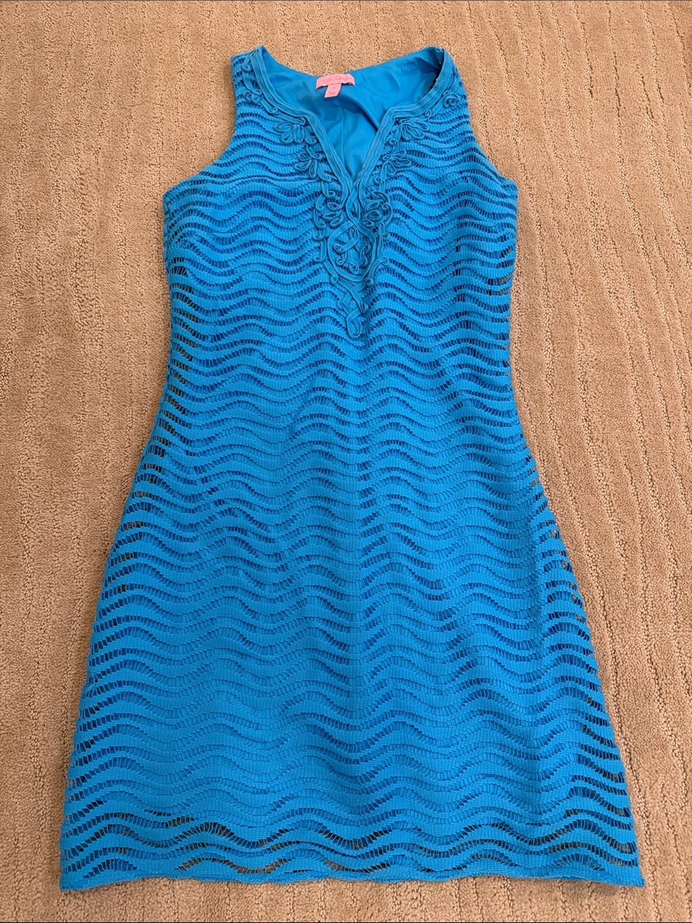 Lilly Pulitzer Bright Blue Crochet Swim Coverup Dress